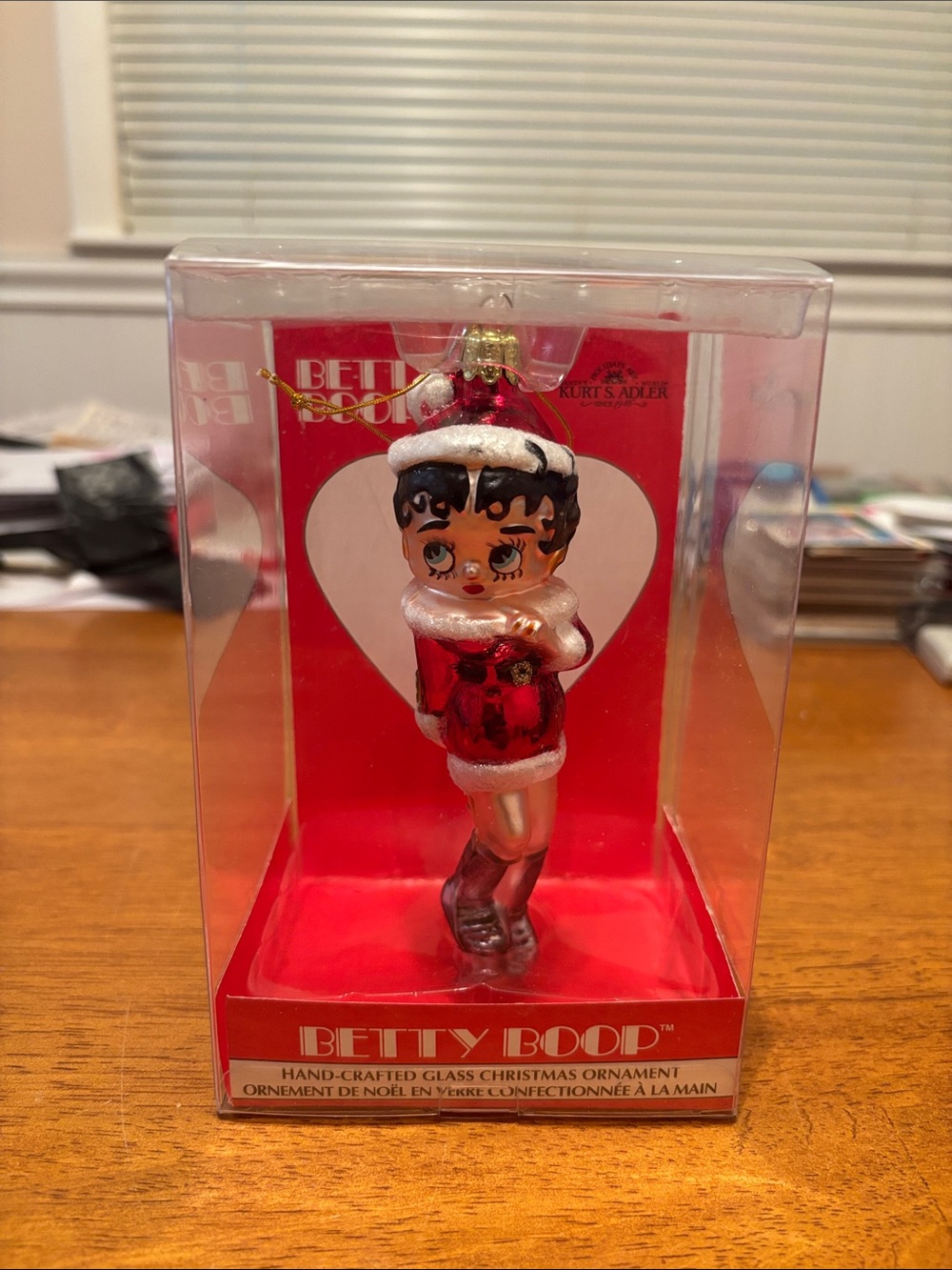 NEW In Box Kurt S. Adler Betty Boop Hand Crafted Glass Christmas Ornament 2004
